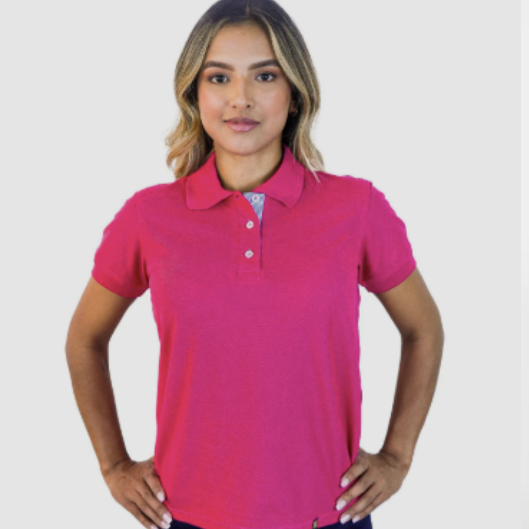 camisa tipo polo Mujer-  fucsia