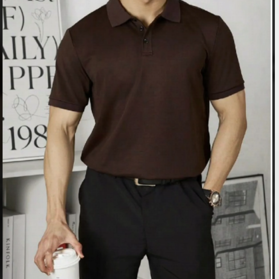 camisa tipo polo hombre- cafe
