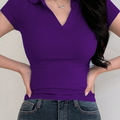 camisa tipo polo mujer-  Morado