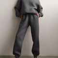 Warm Casual Long Sleeve Fleece Tracksuit Hoodie-grey