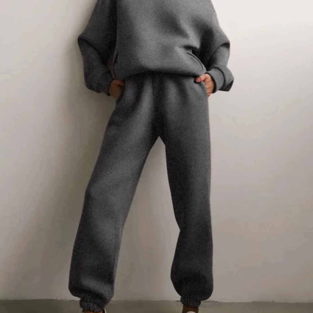 Warm Casual Long Sleeve Fleece Tracksuit Hoodie-grey