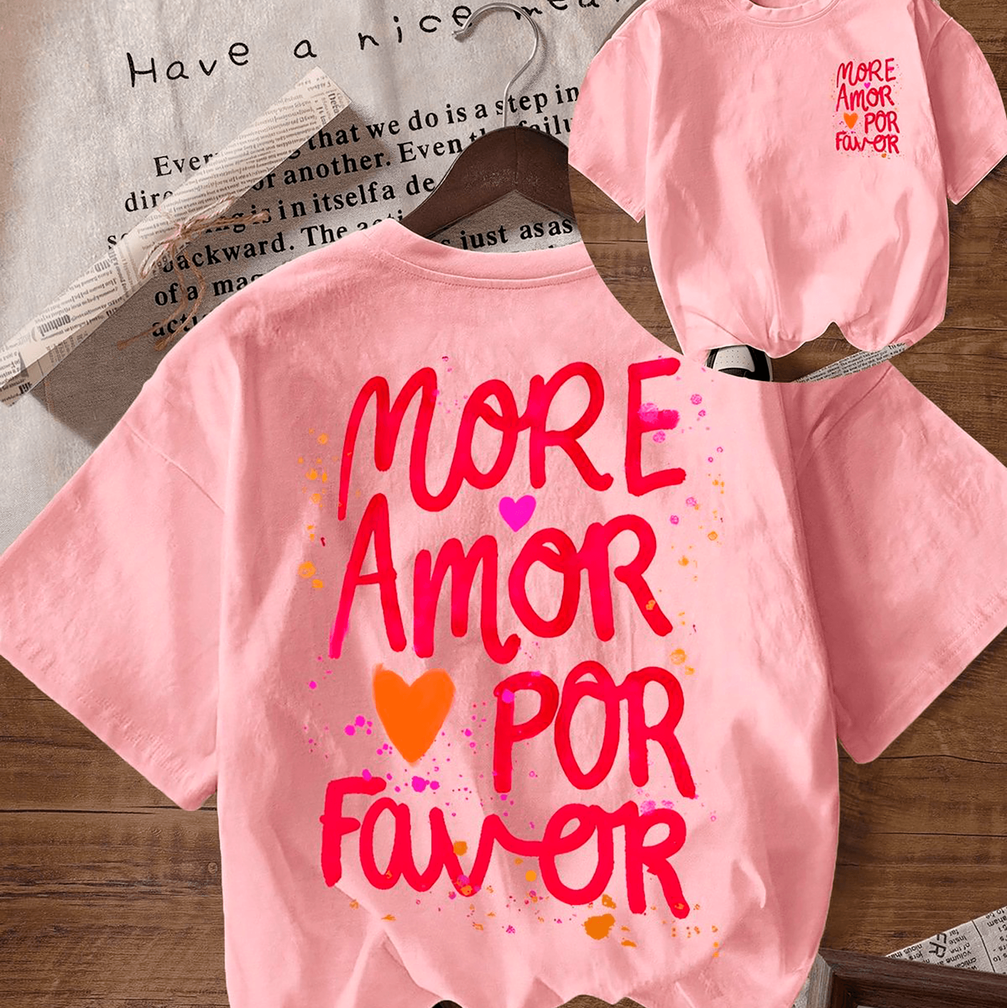 Camiseta Oversize “Amor Rosa – Estampado