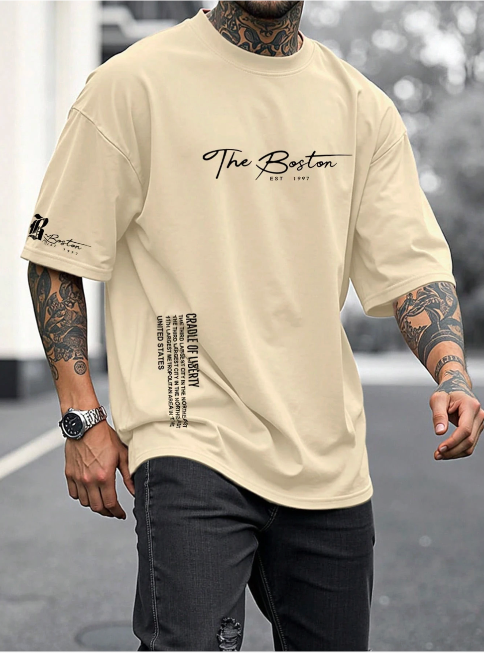 Camiseta Premium en Algodón Estampada Hombre- Boston
