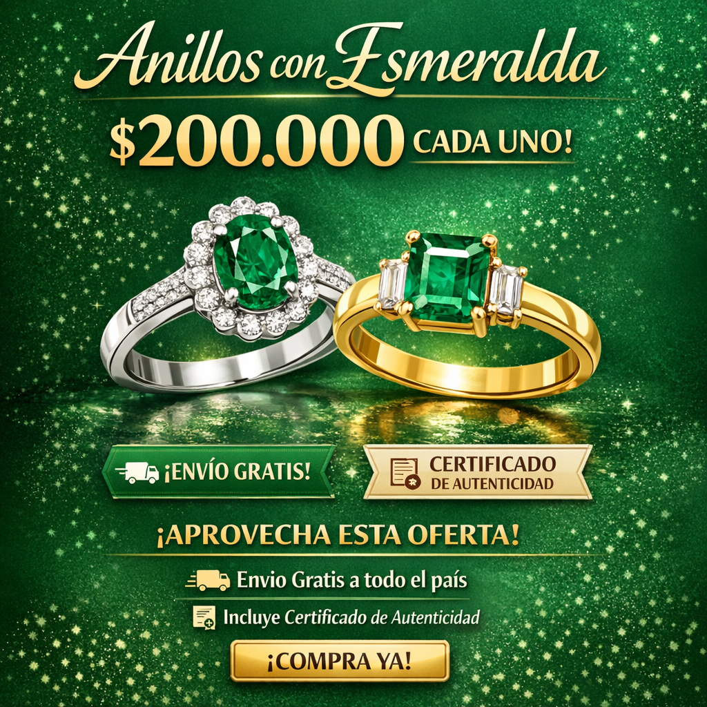 Anillos de Plata 925 con Esmeralda Natural Colombiana