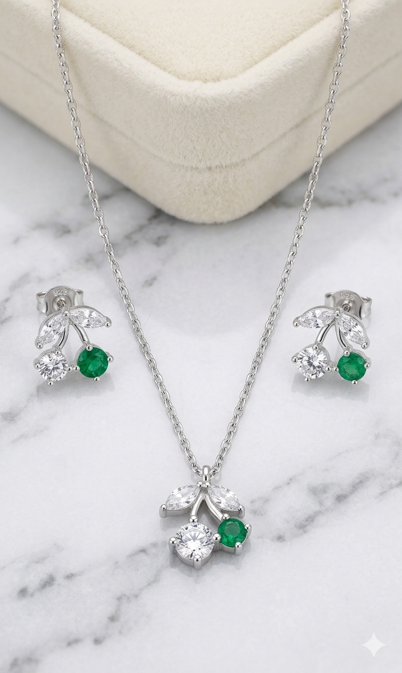 Set de Joyería "Cherry Essence" en Plata de Ley 925