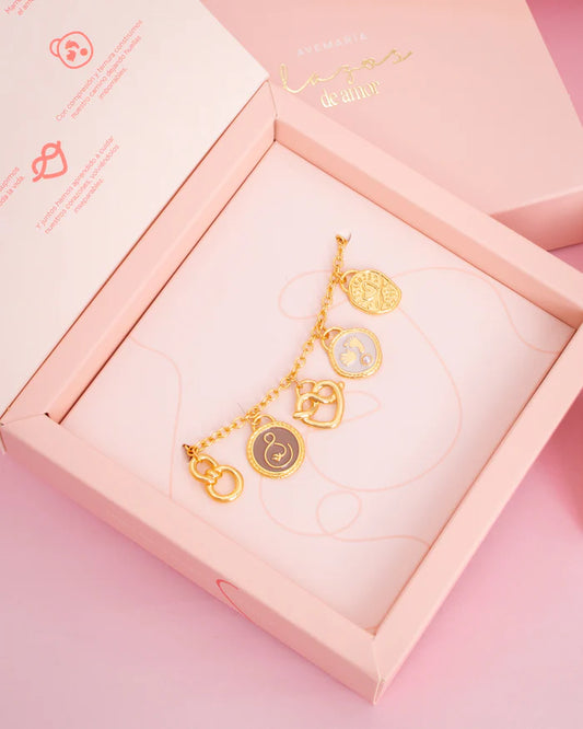 Collar Multicharms Lazos De Amor + Empaque Especial